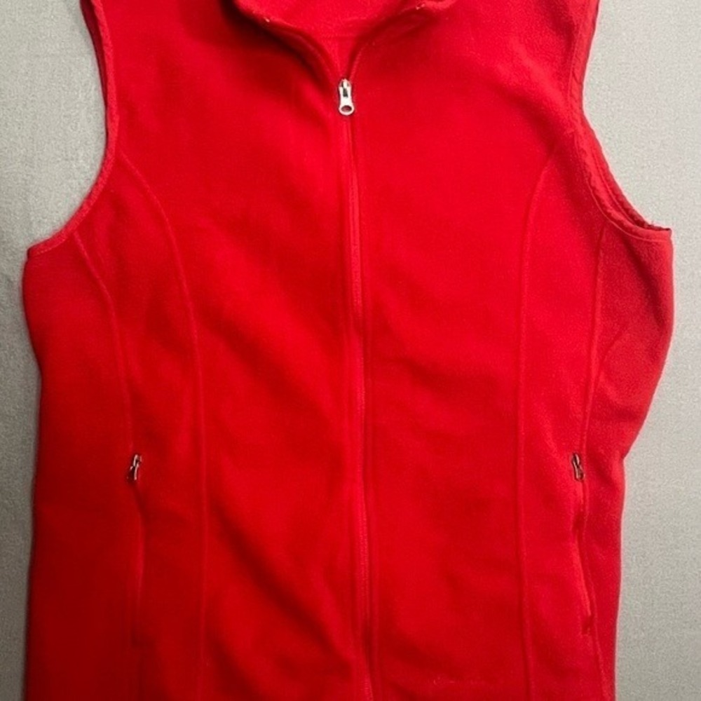 Eddie Bauer Fleece Vest Men's XXL Red Full Zip Hiking Outdoor Gorpcore EUC